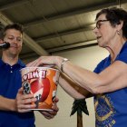 Rotarians David Dack and Rotary President Charlotte Meade.